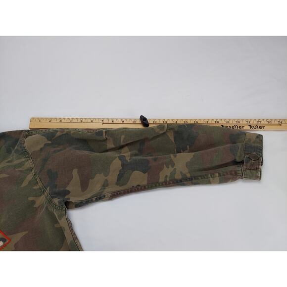 Western Denim Bank Jeans Co Jacket Green Camo Military Embroidered Studded Med - Picture 4 of 15